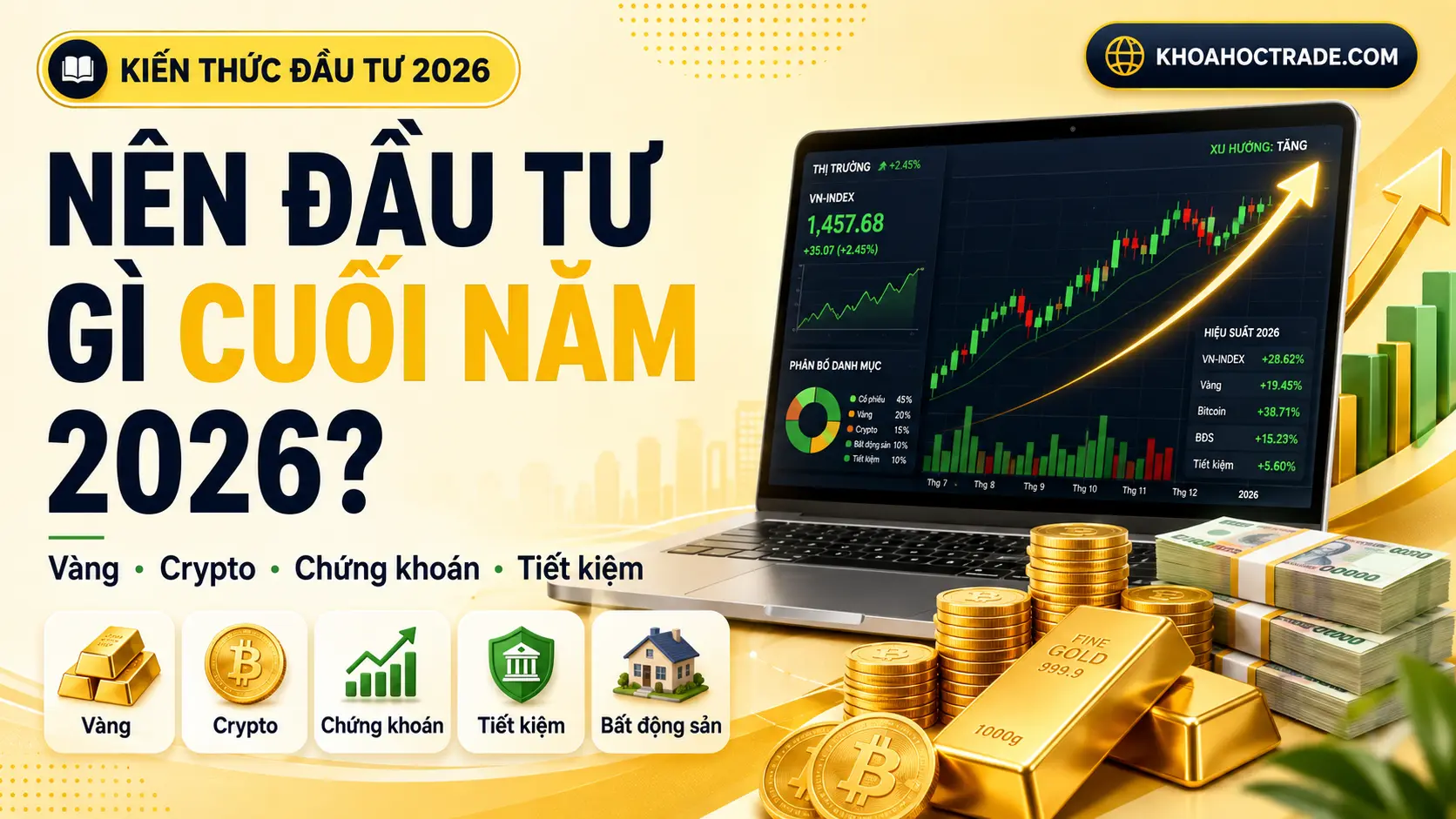 Ảnh bài viết Nên Đầu Tư Gì Cuối Năm 2026? Vàng, Crypto, Chứng Khoán Hay Gửi Tiết Kiệm