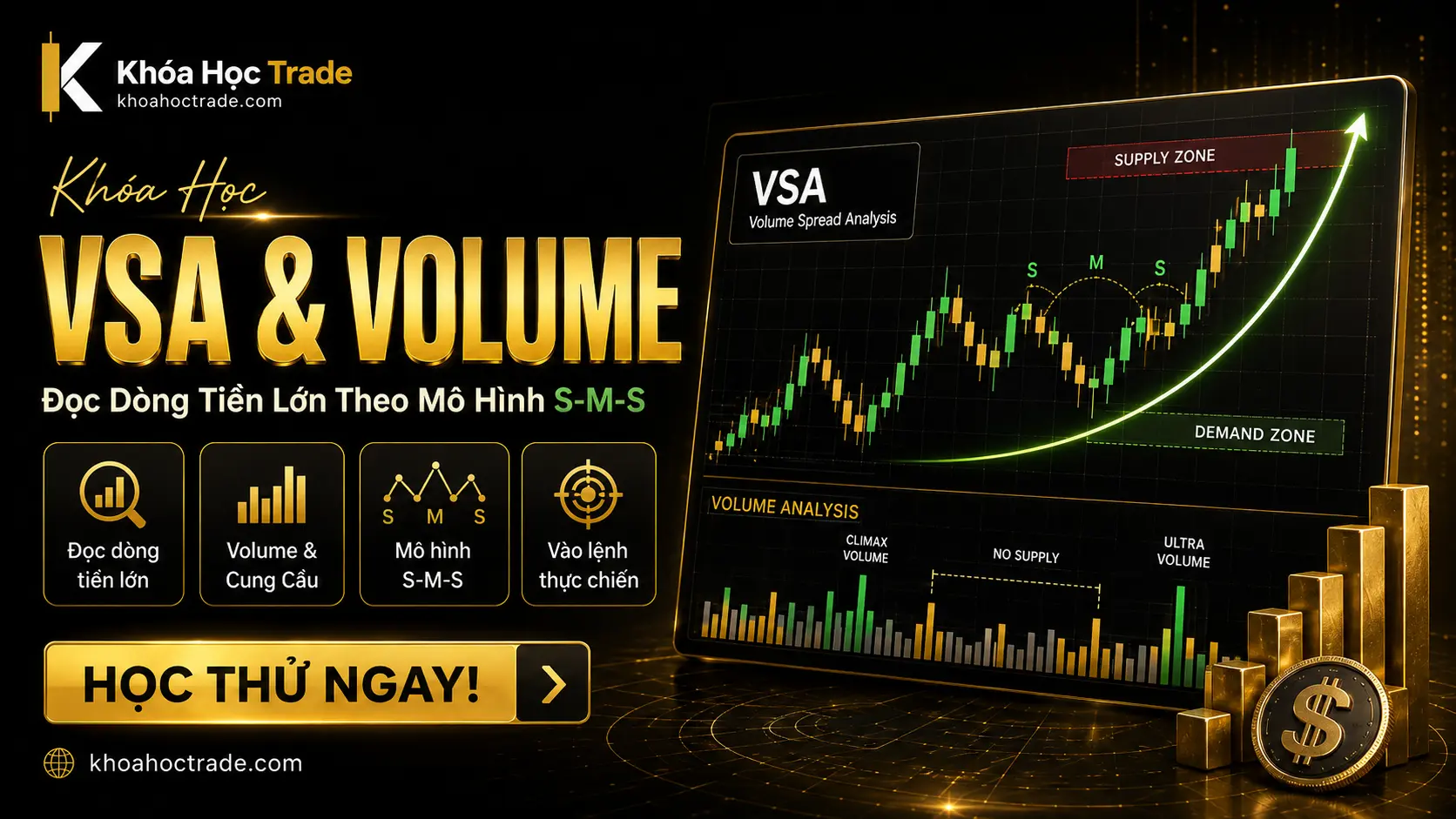 Ảnh khóa học Khóa Học VSA & Volume – Đọc Dòng Tiền Lớn Theo Mô Hình S-M-S
